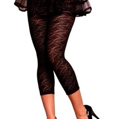 1032 Sexy Patterned Black Sheer Rave Workout Leggings Nylon Pants Rave One Size